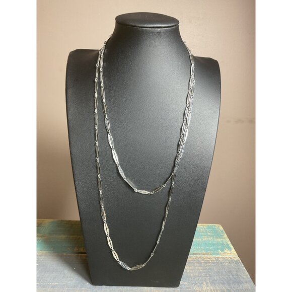Extra Long Silver Toned Womens Chain Necklace - Picture 2 of 4
